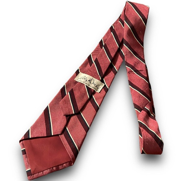 Vintage Lilly Dache Red Diagonal Striped Tie Silk Blend - Picture 3 of 3